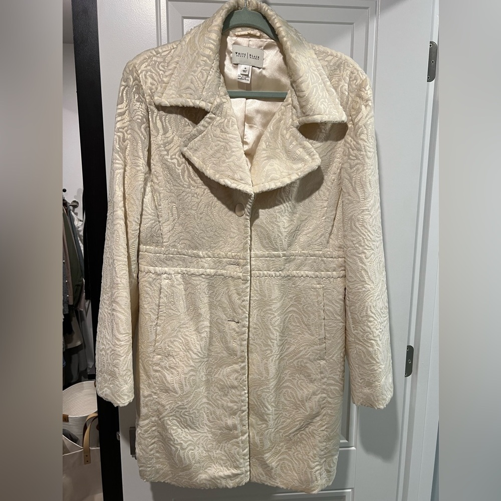 WHBM Coat Size XL textured and soft to the touch. Winter White.